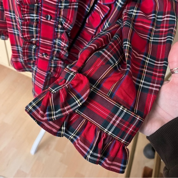 TUCKERNUCK Red Plaid Royal Stewart‎ Tartan Ruffle Reagan Button Size XXL - Picture 8 of 14